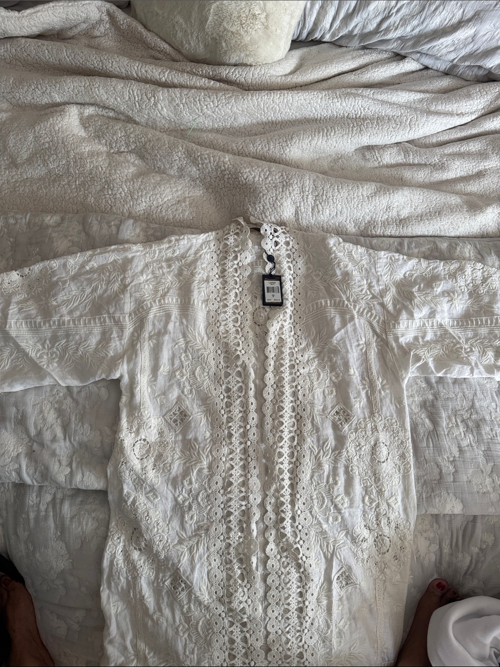 Polo Ralph Lauren White Cotton Eyelet Lace Top